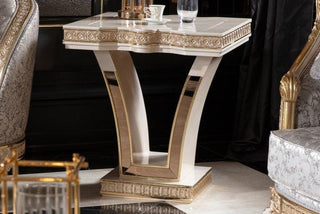 Amatis Cream Side Table - Ali Guler Furniture