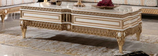 Huma Coffee Table in a cream and gold living room - Ali Guler Furniture