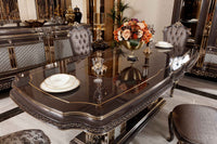 Sirius dining set table - serpentine ebony top with gold pinstripe | Ali Guler Furniture