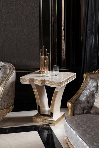 Amatis Cream Side Table - Ali Guler Furniture