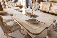 Huma Cream Dining Table detail view - premium Turkish craftsmanship | Ali Guler Furniture