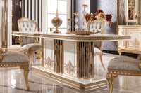 Huma Cream Dining Table alternate view - solid beechwood with premium finish dining table | Ali Guler Furniture