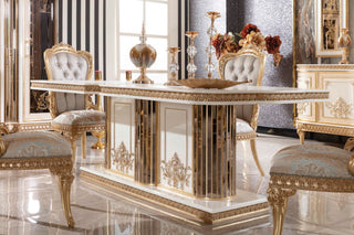 Huma Cream Dining Table alternate view - solid beechwood with premium finish dining table | Ali Guler Furniture