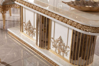 Huma Cream Dining Table in room setting - luxury furniture Houston | Ali Guler Furniture