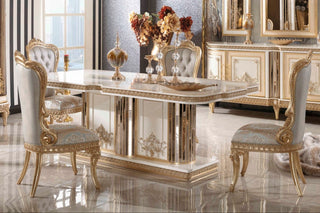 Huma Cream Dining Table - luxury dining table handcrafted in Türkiye | Ali Guler Furniture