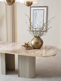 Lucca contemporary fluted-pedestal dining table