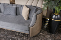 Tivoli Channel-Back Sofa curved arm and shagreen-texture shell