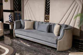 Tivoli Channel-Back Sofa in dove grey with taupe shell