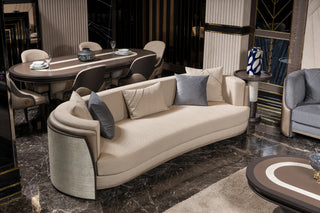 Tivoli curved crescent sofa in a living room