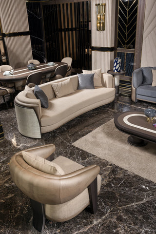 Tivoli Curved Sofa with Tivoli Barrel Armchair