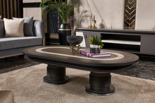 Tivoli Oval Coffee Table on twin ribbed pedestals