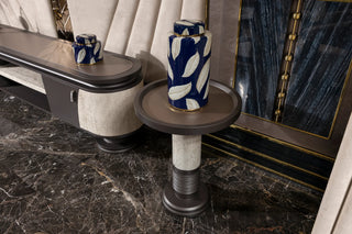 Tivoli pedestal side table with espresso tray top