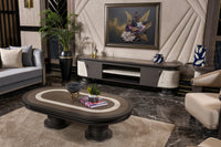 Tivoli racetrack oval coffee table in a living room