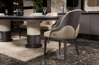Tivoli shell-back dining chair with brass-tone medallion
