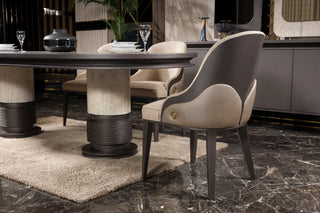 Tivoli shell-back dining chair with brass-tone medallion