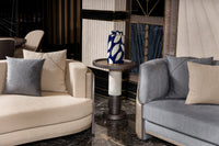 Tivoli Round Side Table beside the Tivoli sofas
